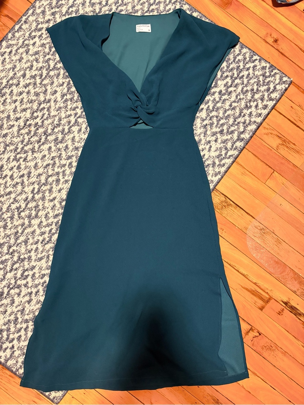Teal Knot-Front Midi Dress